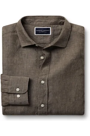 Charles Tyrwhitt Slim Fit Plain Short Sleeve Pure 100% Linen Shirt XL