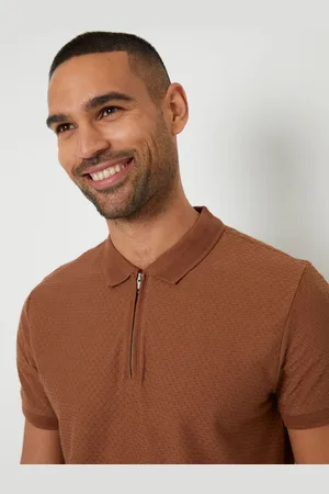 Threadbare Textured Quarter Zip 100% Cotton Polo Shirt xxlarge