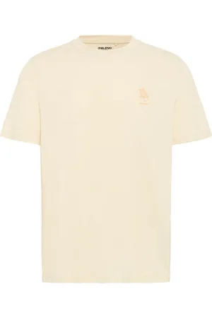 Blend Cream Embroidered Short Sleeve 100% Cotton T-Shirt medium