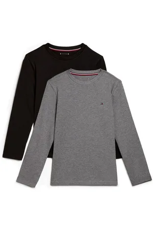 Tommy Hilfiger Grey Signature Essential Long Sleeve 100% Cotton T-Shirts 2 Pack 8