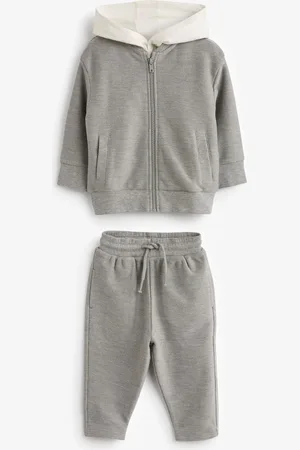 Next Pale Grey 100% Cotton Jersey Bomber and Joggers Set 3 Piece (3mths-7yrs) 3