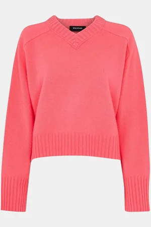 Whistles Pink Wool V-Neck Knitted Jumper XS