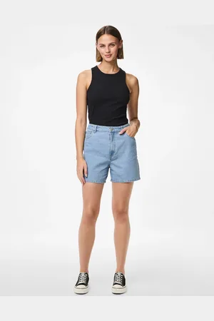 Pieces® 100% Cotton Mid Waist Denim Shorts AU 6