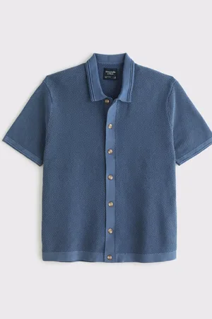Abercrombie & Fitch 100% Cotton Knitted Button Through Polo Shirt xlarge