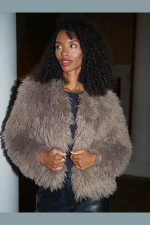 Threadbare Nude Mongolian Faux Fur Coat 16