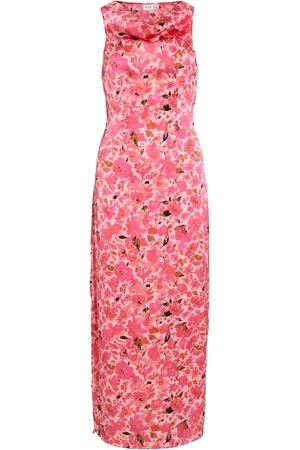 VILA Floral Printed Satin Cowl Neck Maxi Dress AU 12