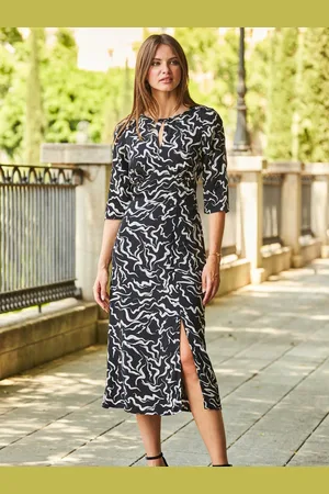 Sosandar Keyhole Neck Abstract Print Midi Dress AU 18