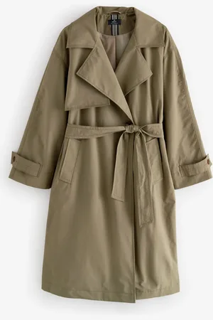 Next Khaki Green Shower Resistant Trench Coat AU 16