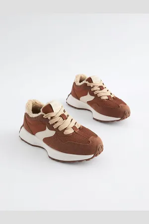 Next Tan Brown Borg Lined Lace-Up Chunky Trainers AU 7 (EU 41)
