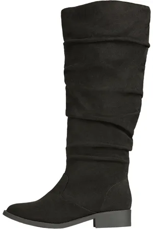 Lipsy London Black Wide Fit Suedette Ruched Knee High Boots AU 5 W (EU 36)