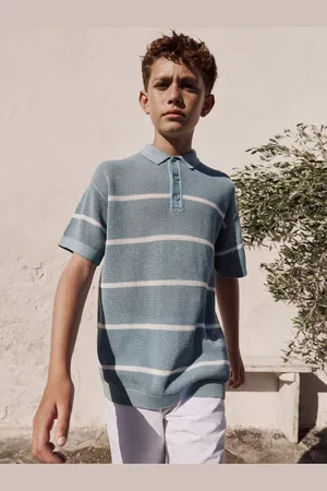 Next 100% Cotton Short Sleeve Stripe Knitted Polo Shirt (3-16yrs) 7 Years (122cm)