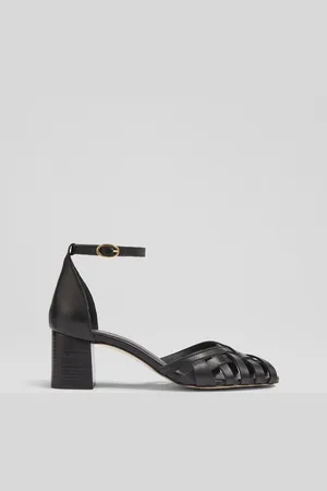 LK Bennett Noemia Nappa Leather Heeled Plaited Front Dorsay Shoes AU 5 (EU 36)