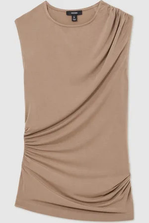 Reiss Mocha Brown Dani Stretch-Modal Ruched Vest small
