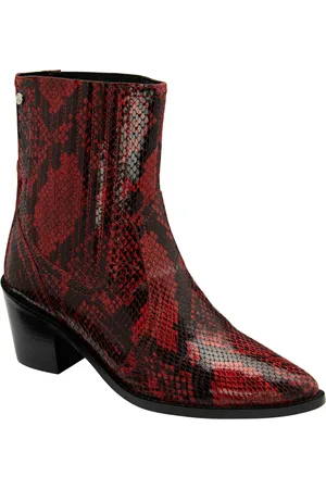 Ravel Red Snake-Print Leather Ankle Boots AU 5 (EU 36)