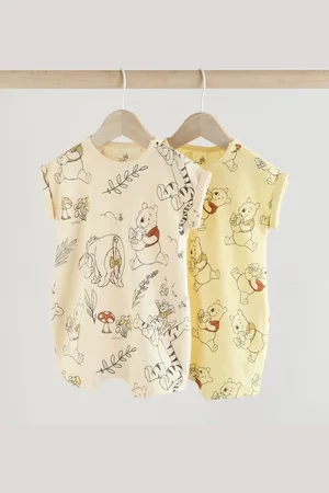 Next Yellow/White Baby Winnie The Pooh Rompers 2 Pack (0mths-3yrs) Up to 3 Months (62cm)