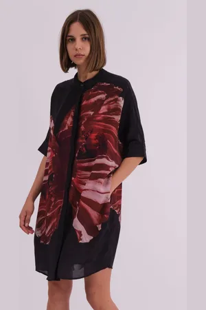 Religion Oversized Twist Tunic Dress with Large Leopard Leaf Print AU 18