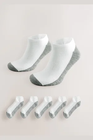 Next Grey/White 5 Pack Cushioned Trainers Socks UK 6
