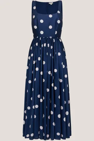 Monsoon Sicily Polka Dot Fit & Flare Midi Dress AU 14