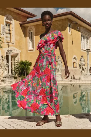 Love & Roses One Shoulder Ruffle Midi Dress 18