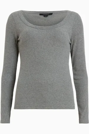 AllSaints AllSaints Grey Rina Long Sleeve Scoop Neck T-Shirt AU 10