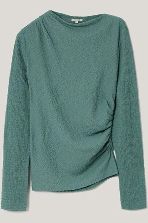 Jigsaw Green Crinkle Jersey Drape Top M