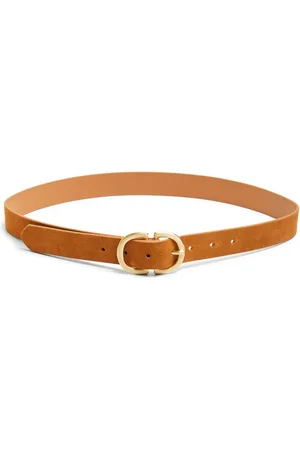 Pieces® Brown Suede Buckle Belt XS