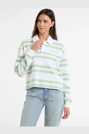 Guess Stripe Long Sleeve Rugby 100% Cotton Polo Shirt XS