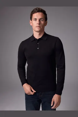 Next Slim Fit Knitted Long Sleeve Polo Shirt 3X-Large Regular