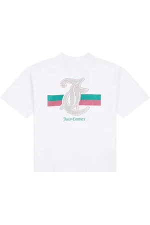 Juicy Couture White Girls Glitter Stripe 100% Cotton T-Shirt 15