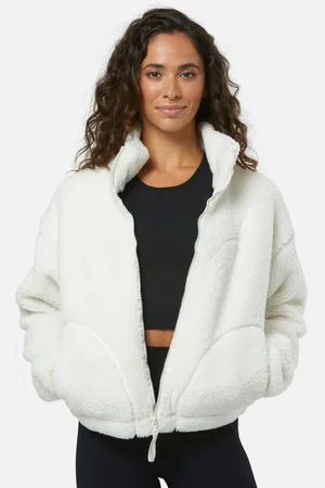 Gym + Coffee White Industry Fleece High Collar Jacket M