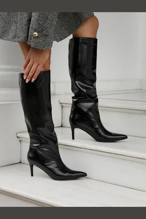 Linzi Black Onyx Pull On High Leg Heeled Boots AU 9 (EU 40)