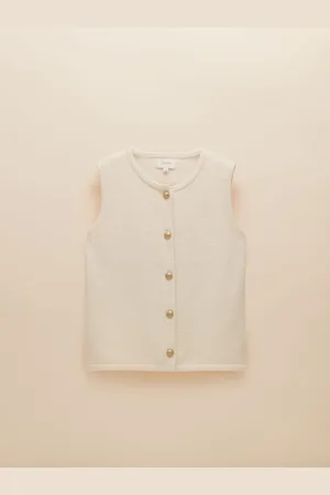 Joules Holly Cream Button Through Knitted Vest L