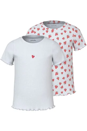 NAME IT White Frint Print Ribbed T-Shirts 2 Pack 122128cm