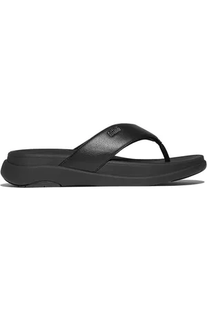 FitFlop Mens F-Mode Go Toe-Post Black Sandals AU 10 (EU 44)