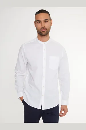 Threadbare Grandad Collar Linen Blend Long Sleeve Shirt L