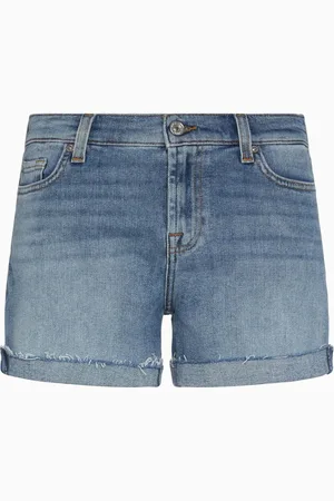 7 for all Mankind Mid Roll Shore Shorts With Frayed Hem 29W x 31R (UK 29 R)
