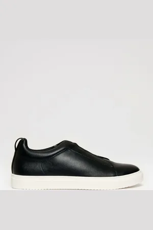 Threadbare Black Faux Leather Elastic Lace Slip On Trainers AU 10 (EU 45)
