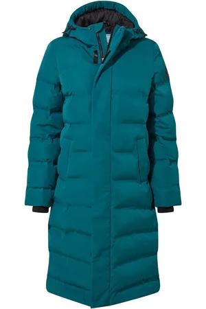 Tog 24 Blue Womens Glaston Longline Thermal Parka Hooded Puffer Coat AU 20
