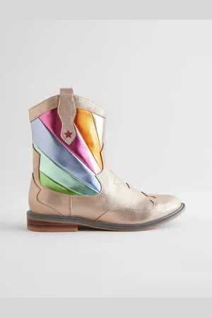 Little Bird Gold Rainbow Striped Metallic Western Boots AU 4 (EU 37)