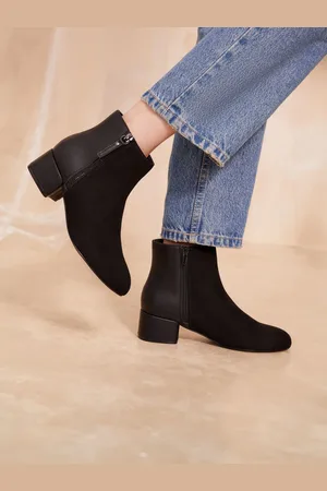Friends Like These Black Regular Fit Zip Low Heel Ankle Faux Leather and Suede Boot AU 10 (EU 41)