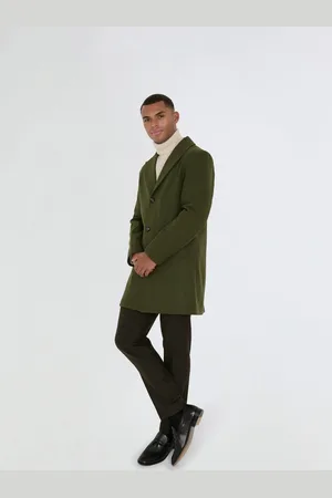 Harry Brown Green Josh Wool Melton Overcoat 40