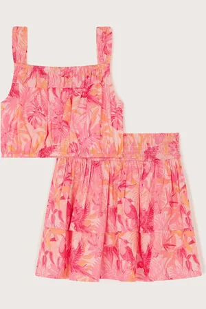 Monsoon Pink Birds Of Paradise Crop Top and Skirt Set 5