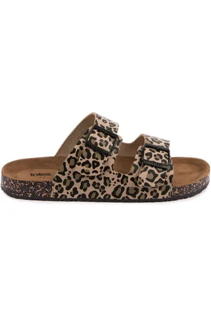 Totes Brown Ladies PU Double Buckle Sliders eu39uk6