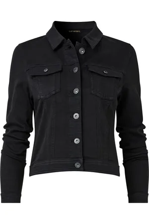 Joe Browns Black Boutique Embellished Wing Detail Distressed Stretch Denim Jacket AU 12
