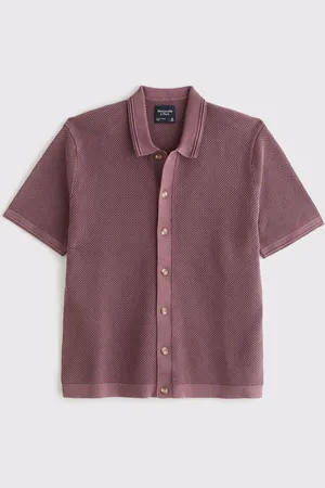 Abercrombie & Fitch 100% Cotton Knitted Button Through Polo Shirt large
