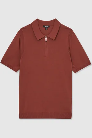 Reiss Berkley Cotton Half-Zip Knitted Polo Shirt L