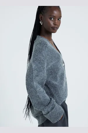 River Island Grey Long Sleeve Button Cardigan M