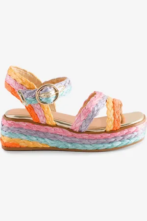 River Island Natural Girls Multi Colour Wedge Sandals AU 13 (EU 32)