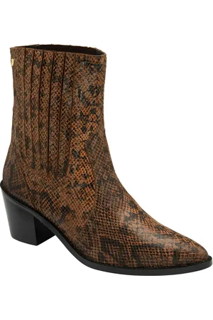 Ravel Brown Snake-Print Leather Ankle Boots AU 8 (EU 39)