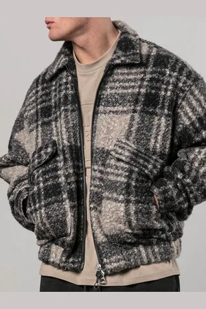 Religion Grey Check Bomber Jacket M